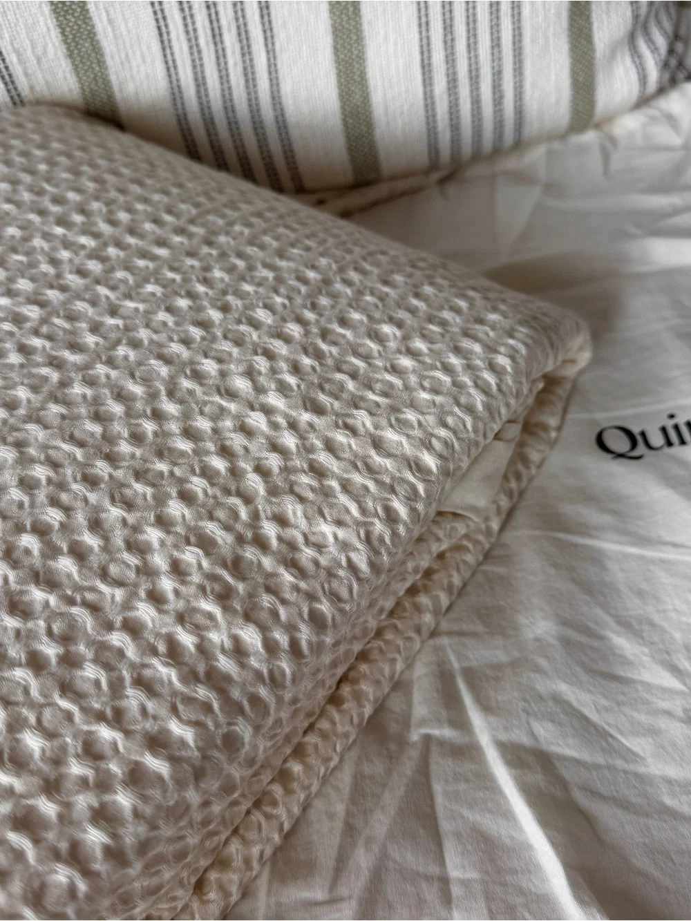 Quince Twin Luxe Honeycomb Duvet Cover  Organic Undyed Natural